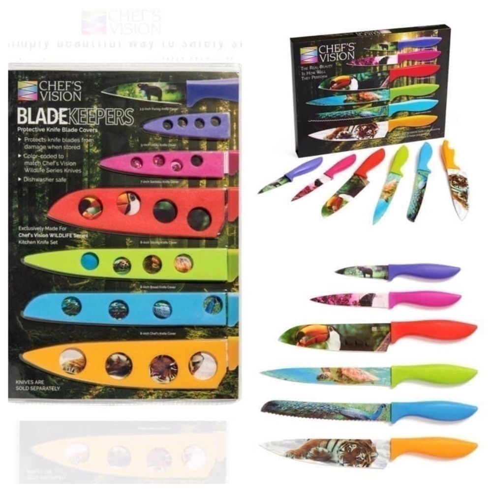 #51 Chefs Vision Set Wildlife Series Six-Piece Knife Set Sheath Blade Covers New - Picture 5 of 10